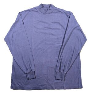 Cross Creek Womens XL Vintage Dark Blue Cotton Mock Neck Shirt USA Made